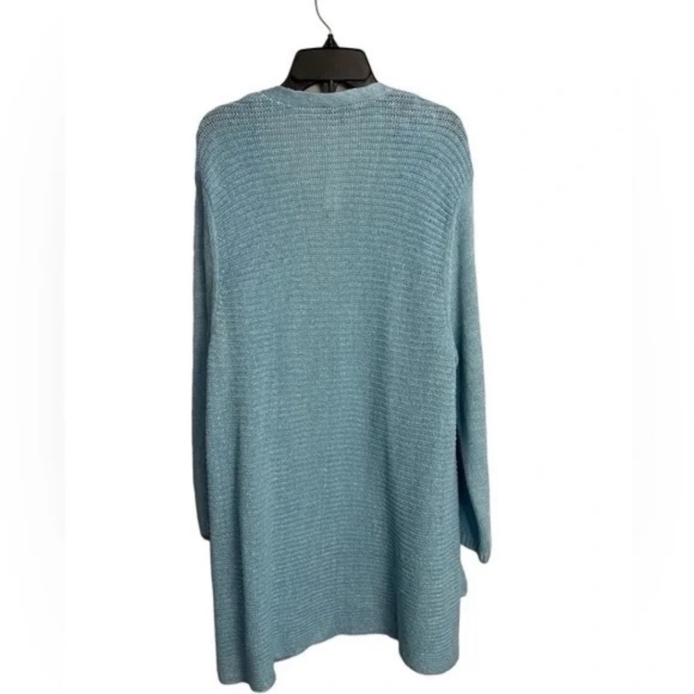 Talbots Open Cardigan Linen Blue Long Line Open Cardigan NWT XL - Picture 6 of 7